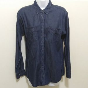 Express Size XS Dark Blue Chambray Button Down Shirt